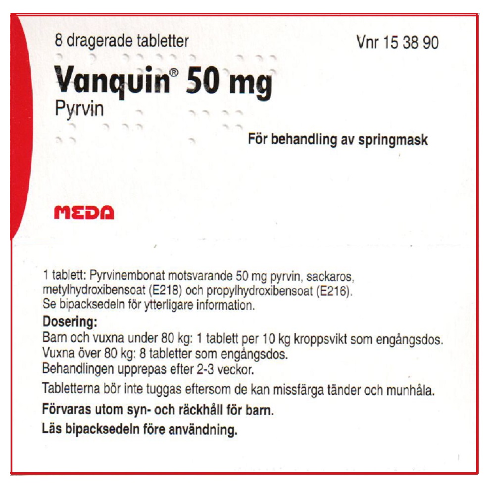 Vanquin 50 mg 8 dragerade tabletter aposve.se